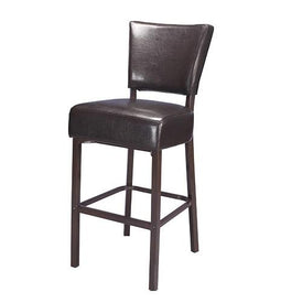 Baron Upholstered Brown Metal Bar Stool Wood Grain Finish