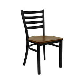 Bettina Dark Iron Metal Side Chair Cherry Wood Seat