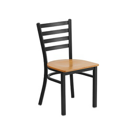 Bettina Dark Iron Metal Side Chair Natural Wood Seat