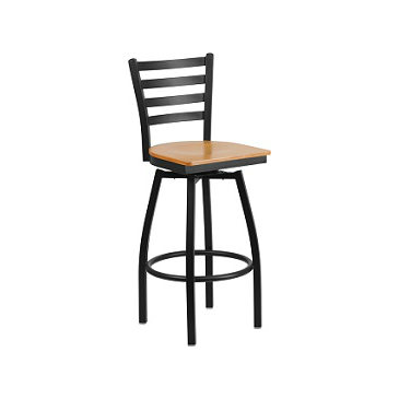 Bettina Dark Iron Metal Swivel Bar Stool Light Wood Seat