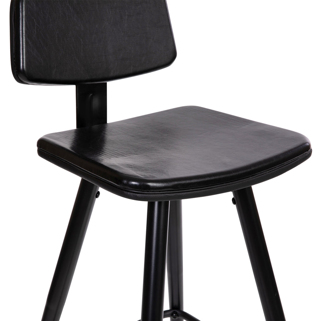 Bianca Gold Tip Leg Low Back Restaurant Barstool Black Upholstery Black Iron Finish