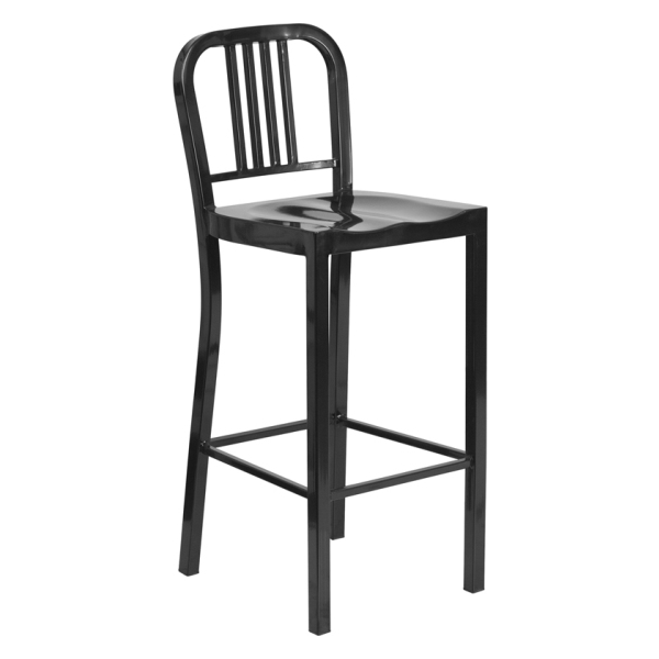 KÄli Black Industrial Low Back Bar Stool