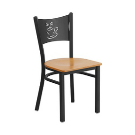 Black Macchiato Metal Side Chair Wood Seat