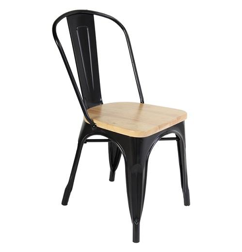 Black Tolix Chair With Beech Wood Seat