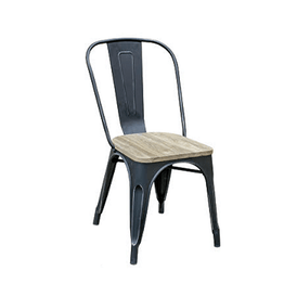Black Weathered Finish Tolix Chair Natural Wood Seat