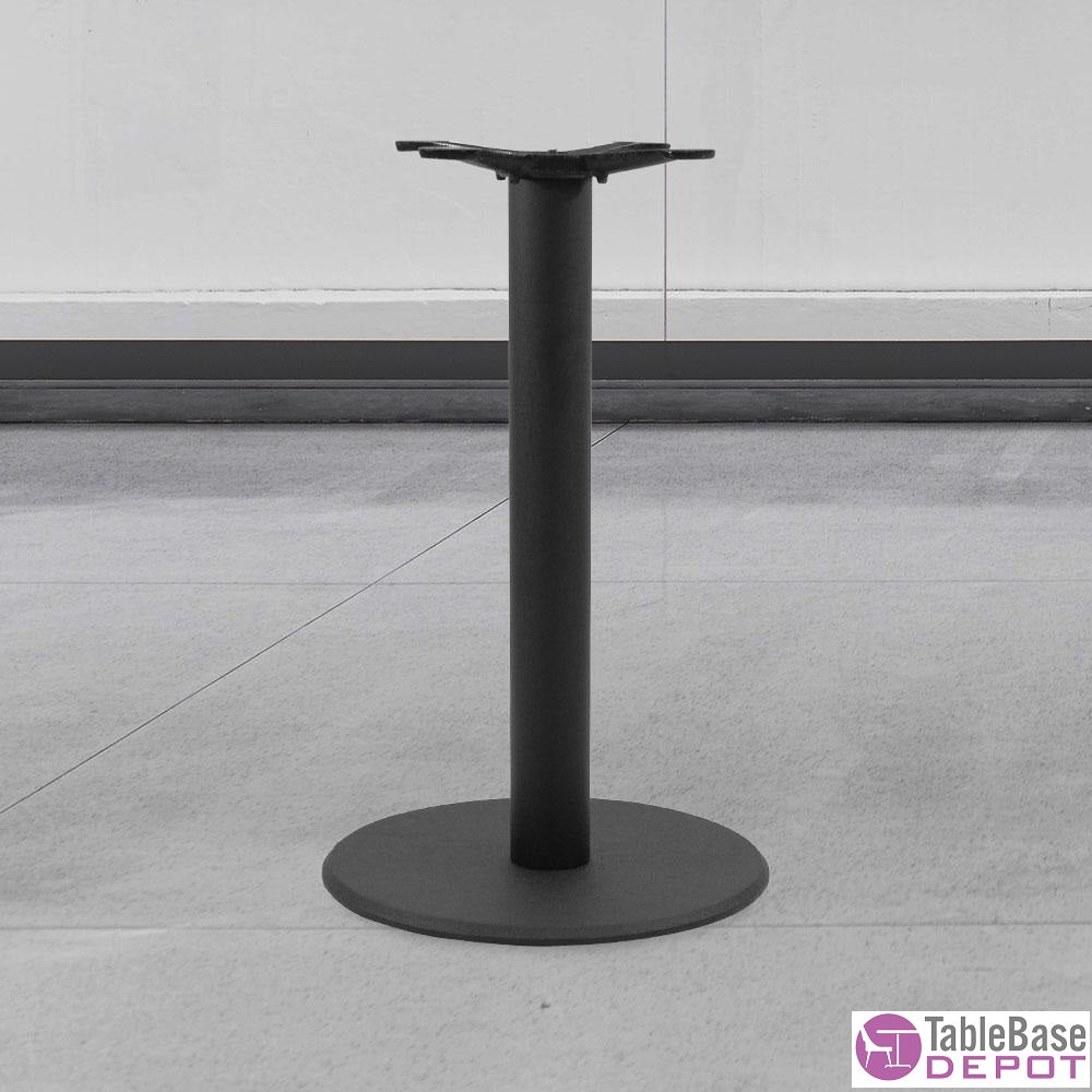 Black Modern Round Flat Table Base Eased Edge