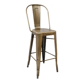 British Brass Finish High Back Tolix Bar Stool