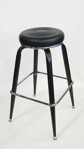 Bulls-eye Black Metal Bar Stool Upholstered Seat