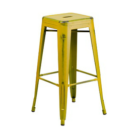 Butter Yellow Weathered Tolix Bar Stool