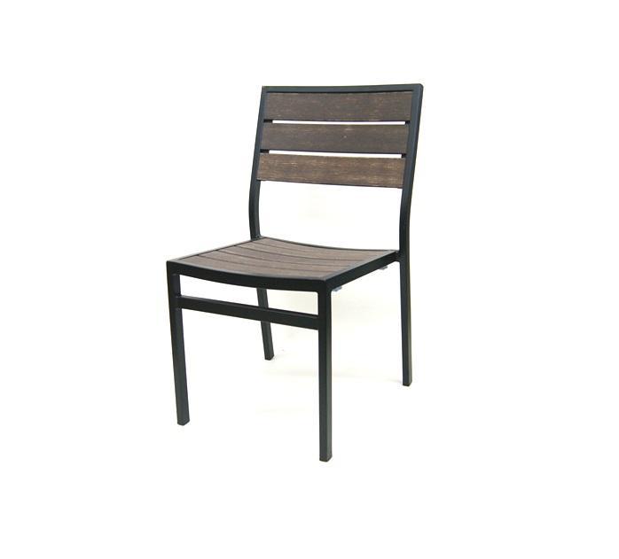 Chocolate Mocha Outdoor Side Chair Aluminum Black Frame