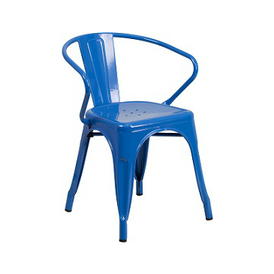 Cobalt Blue Galvanized Tolix Arm Chair In-Outdoor