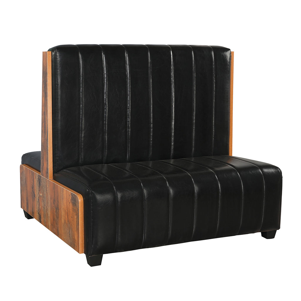 ComfortZone Black 8-Channel Back Melamine Restaurant Diner Bench with Upholstered Back and Seat