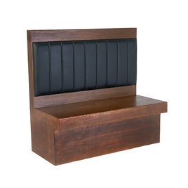 ComfortZone Medium Walnut Finish Veneer Channel Back Wall Bench with Wood Seat