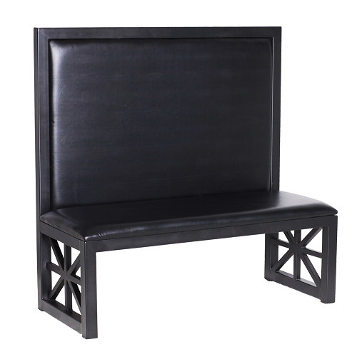 Modern Black Upholstered Restaurant Bench with Steel Frame