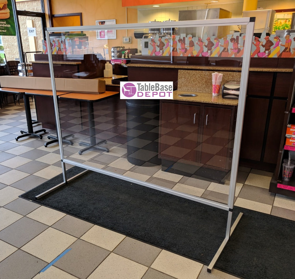 Custom Stand-Alone Hygienic Social Distance Barrier Shield Metal Frame TBD369JL
