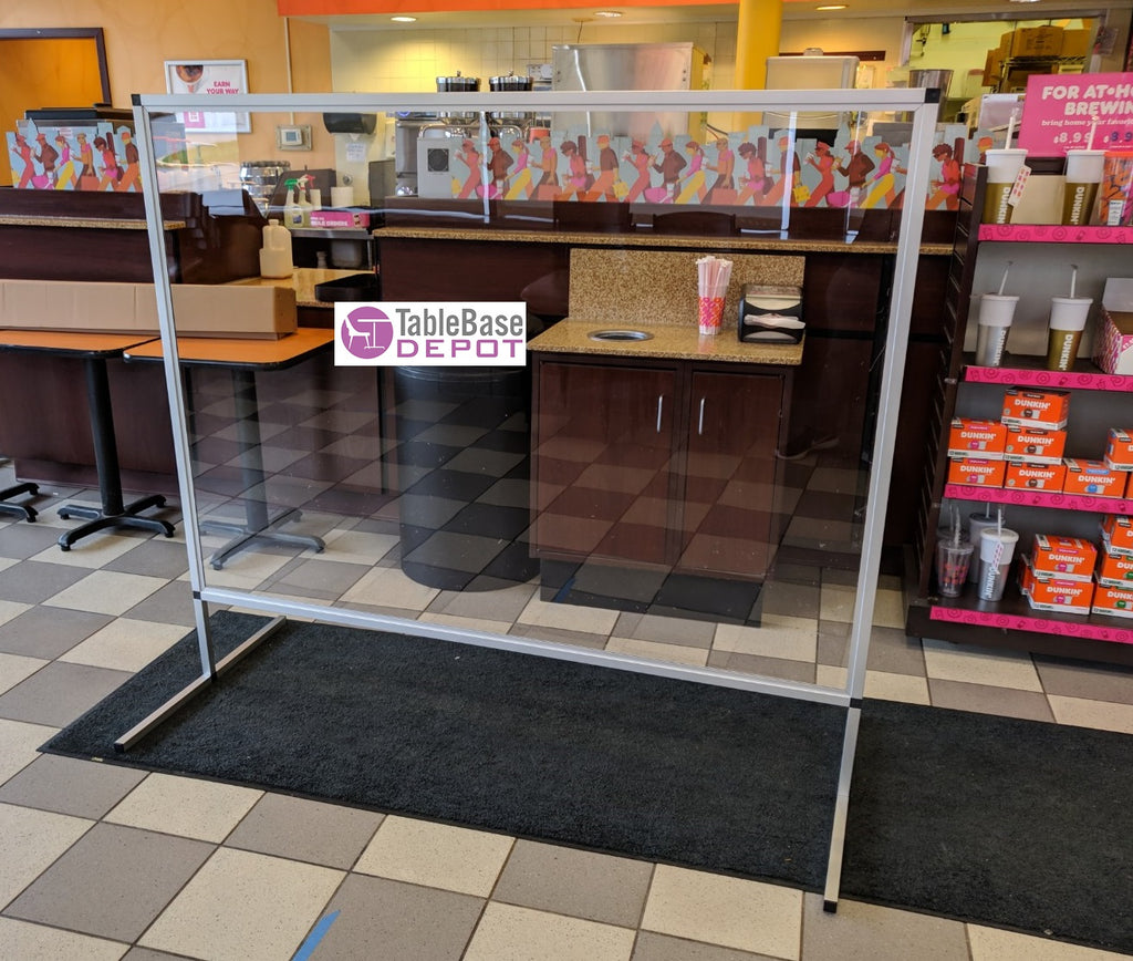 Custom Stand-Alone Hygienic Social Distance Barrier Shield Metal Frame TBD369JL