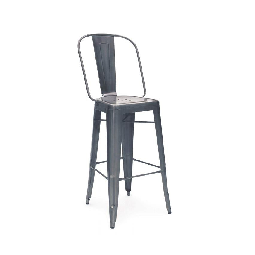 Charcoal Dark Gun Metal High Back Tolix Bar Stool