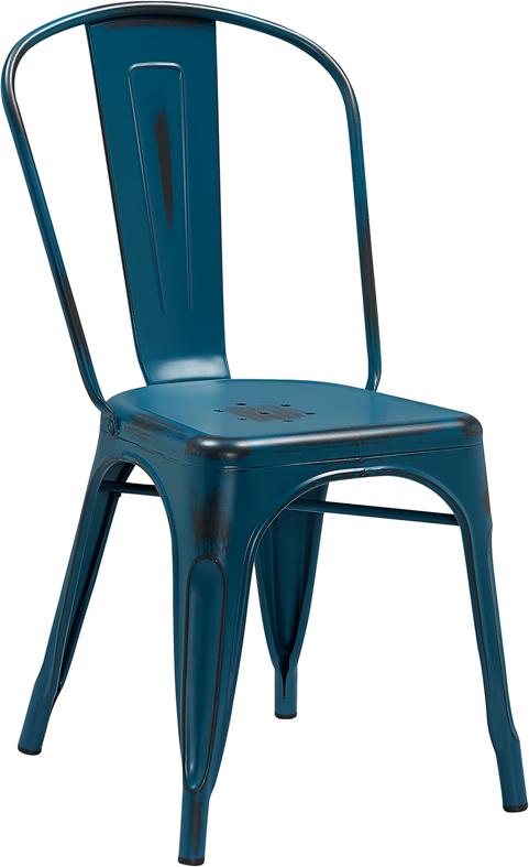 Dark Marlin Blue Weathered Tolix Chair