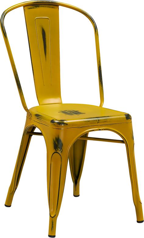 Butter Yellow Weathered Tolix Chair