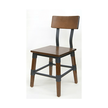 Delmont Industrial Walnut Finish Bar Stool Metal Bracing