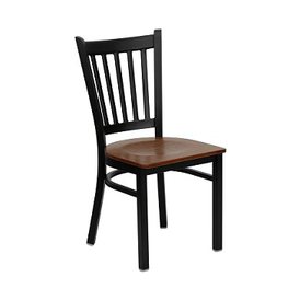 Ernesta Dark Iron Metal Side Chair Cherry Wood Seat