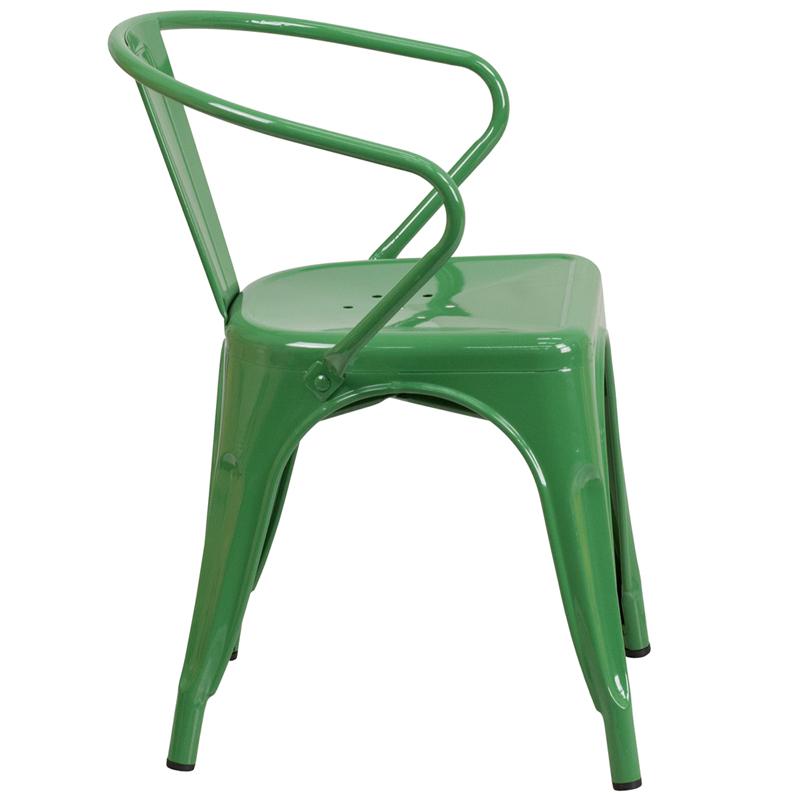 Fern Green Galvanized Tolix Arm Chair In-Outdoor