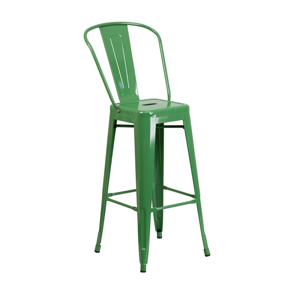 Fern Green Tolix High Back Bar Stool