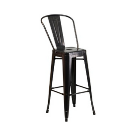 Galvanized Antique Black Copper High Back Tolix Bar Stool