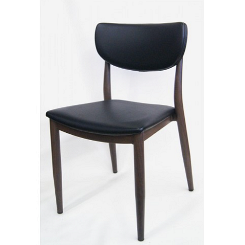 Ginevra Metal Wood Grain Restaurant Chair Black Upholstered Seat Back