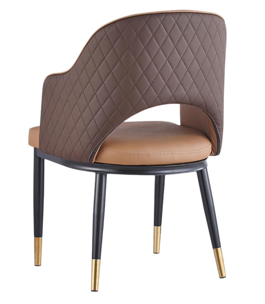 Giulia Fully Upholstered Leatherette Brown Restaurant Dining Chair