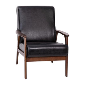 Giuseppe Retro Hotel Chair Black Leatherette Walnut Finished Wooden Frame