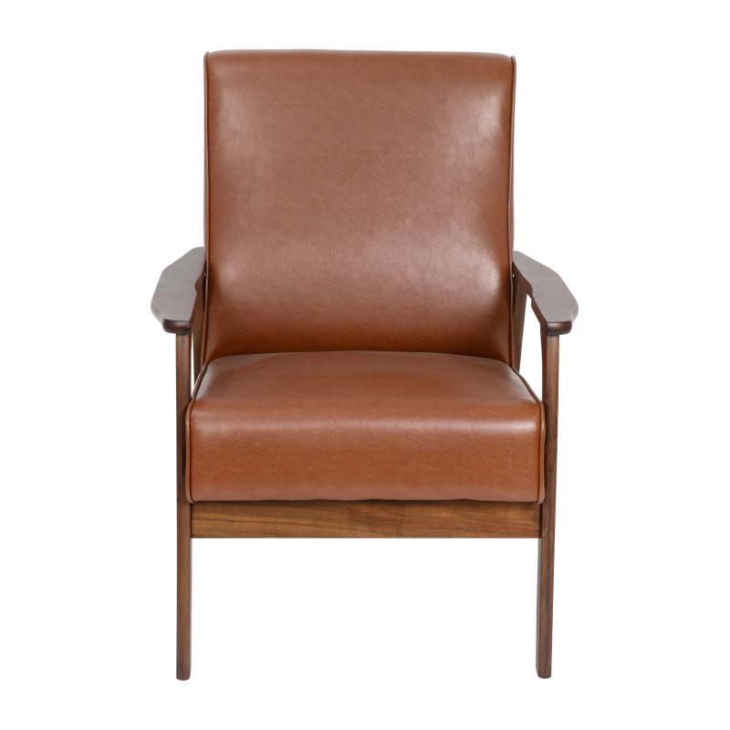 Giuseppe Retro Hotel Chair Cognac Leatherette Walnut Finished Wooden Frame