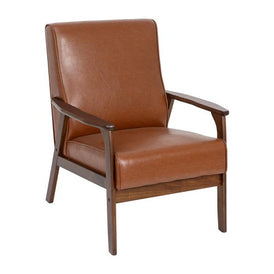 Giuseppe Retro Hotel Chair Cognac Leatherette Walnut Finished Wooden Frame