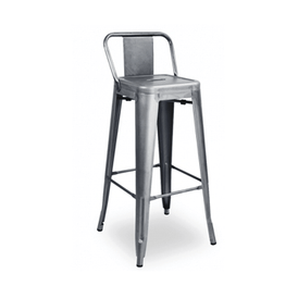 Clear Gun Metal Tolix Style Low Back Bar Stool