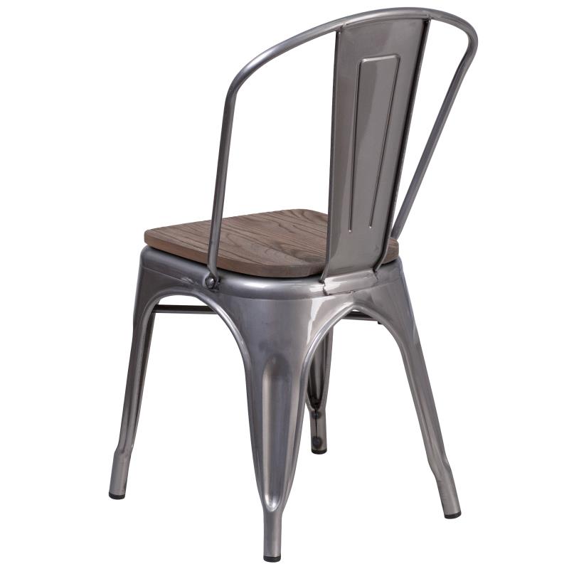 Gun Metal Wood Seat Tolix Chair