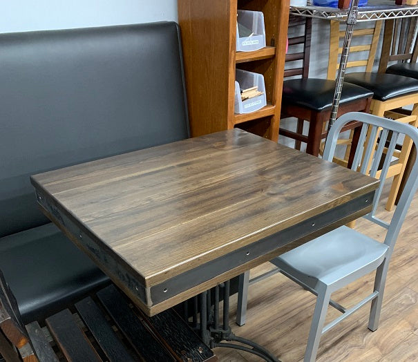 Industrialized Rustic Pine Steel Edge Table Top