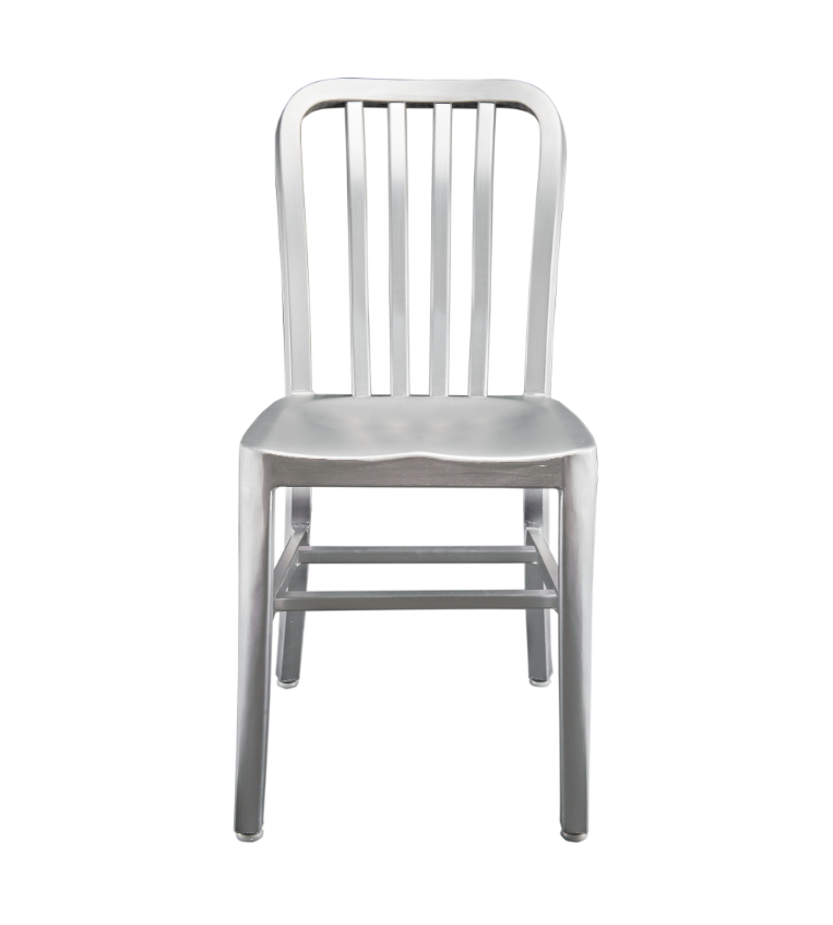 Kali Brushed Steel Finish Side Chair Saddle Seat In-Outdoor