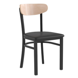 Luna Metal Side Chair With Black Upholstered Seat Natural Wood Back