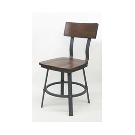 Eastmont Industrial Metal Walnut Wood Seat Back Side Chair