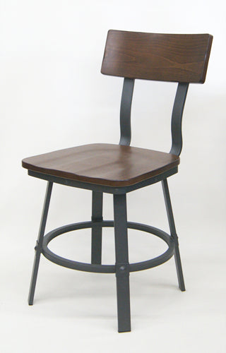Eastmont Industrial Metal Walnut Wood Seat Back Side Chair