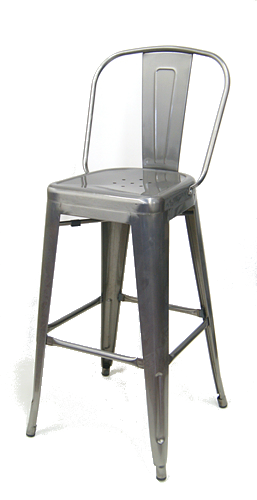 Medium Gun Metal High Back Tolix Bar Stool