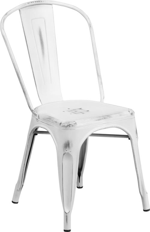 White Weathered Finish Tolix Chair