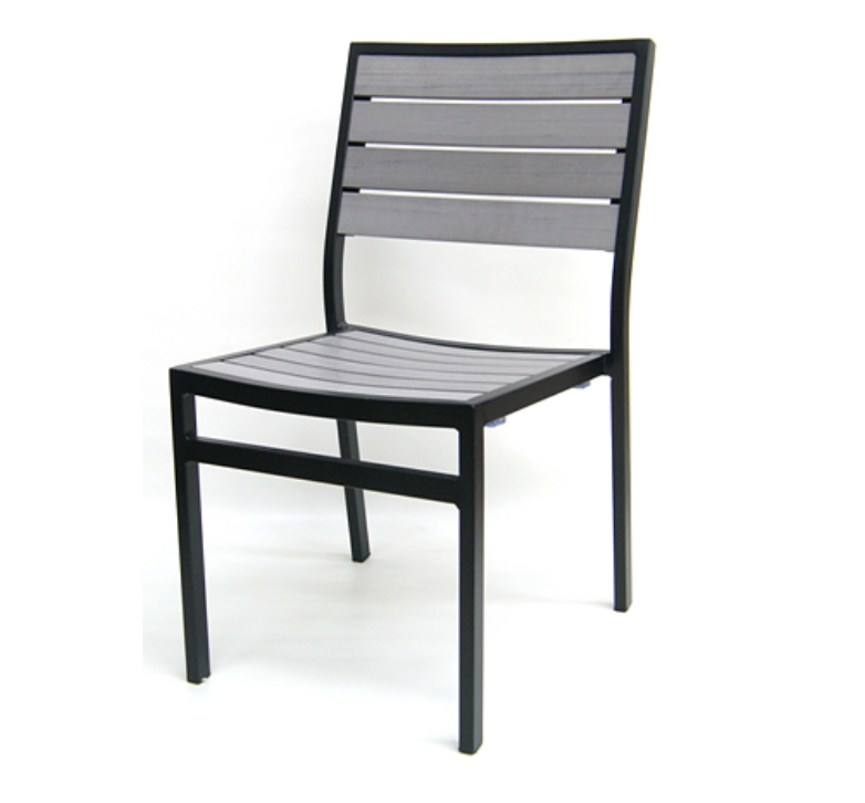 Oyster Gray Outdoor Side Chair Aluminum Black Frame