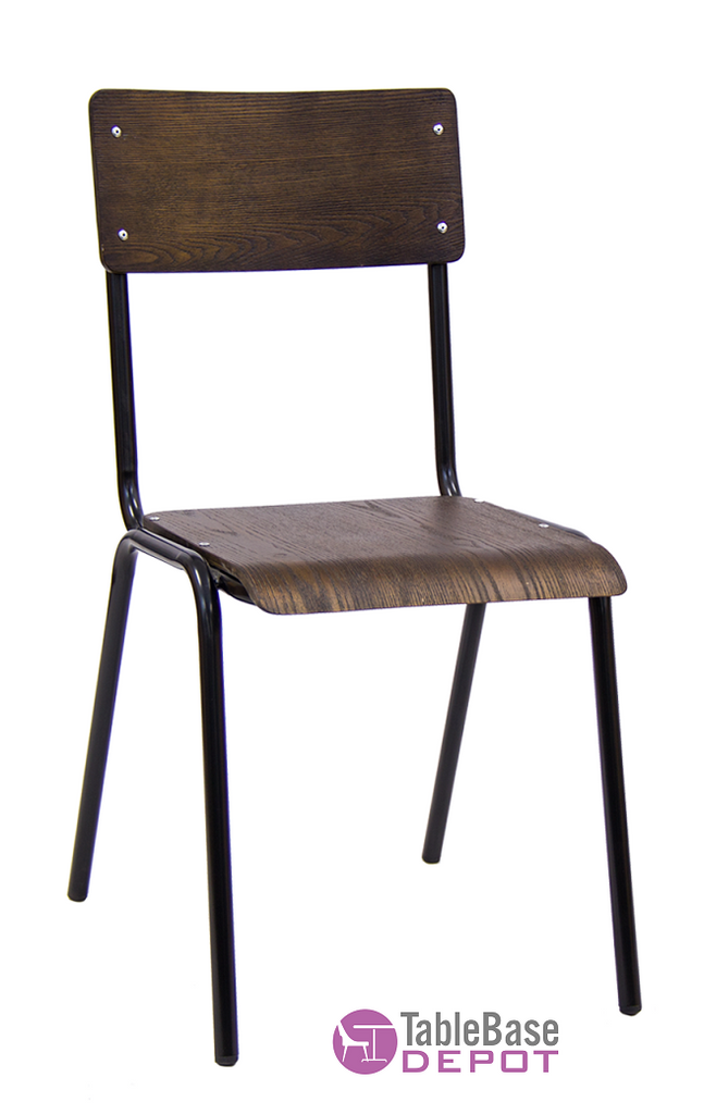 Prep School Vintage Restaurant Side Chair With Upscale Veneer Ply Seat and Back