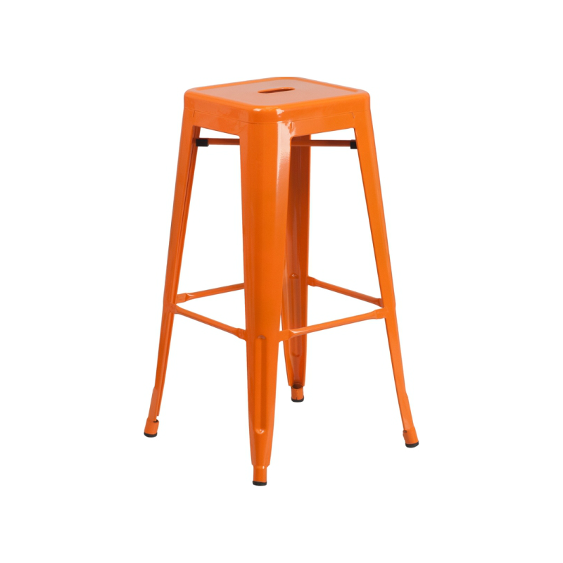 Princeton Orange Finish Tolix Bar Stool