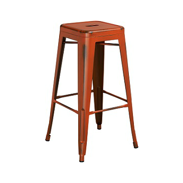 Pure Orange Antique Weathered Finish Tolix Bar Stool