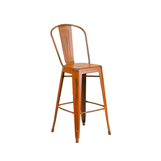 Pure Orange Antique Weathered Tolix Bar Stool Large Seat