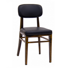 Ratliff Upholstered Vintage Black Metal Frame Restaurant Dining Chair