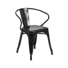 Raven Black Finish Tolix Arm Chair