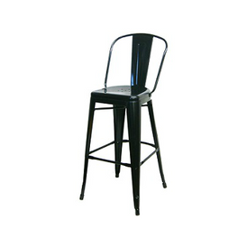 Raven Black Metal High Back Tolix Bar Stool